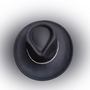 Black Silver Rhinestone Band Hat